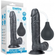 Черный фаллос с имитацией семяизвержения Lovetoy Squirt Extreme 23 см