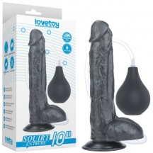 Черный фаллос с имитацией семяизвержения Lovetoy Squirt Extreme 26 см