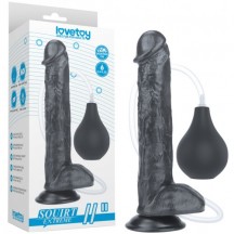 Черный фаллос с имитацией семяизвержения Lovetoy Squirt Extreme 28 см