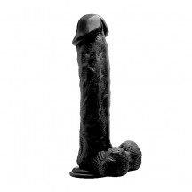 Большой фаллоимитатор для фистинга Realistic Cock 11 in With Scrotum Black