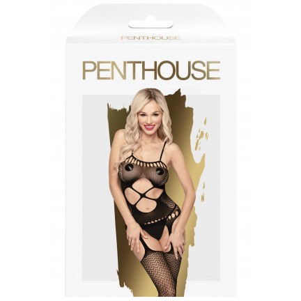 Пикантный черный боди-комбинезон с доступом Penthouse Hot Nightfall S/L