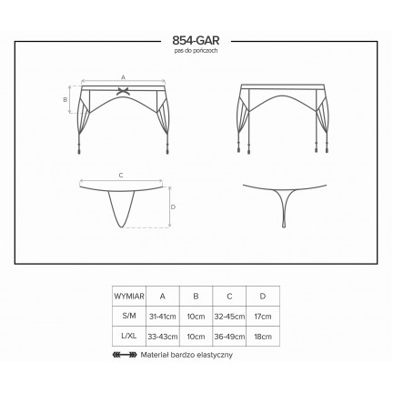 Пояс для чулок со стрепами и стринги 854-GAR-1, S/M