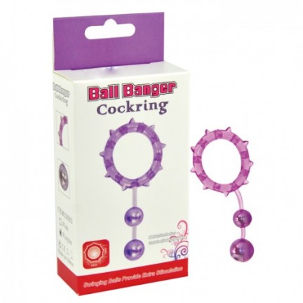 Кольцо с 2 утяжеляющими шариками розовое Ball Banger Cock Ring Кольцо с 2 утяжеляющими шариками розовое Ball Banger Cock Ring