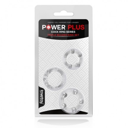 Набор колец прозрачных Power Plus Triple Beaded Ring Set