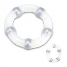 Белое кольцо с 5 шариками