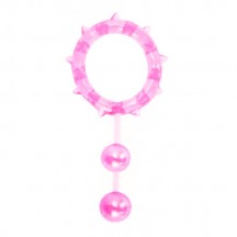 Кольцо с 2 утяжеляющими шариками розовое Ball Banger Cock Ring