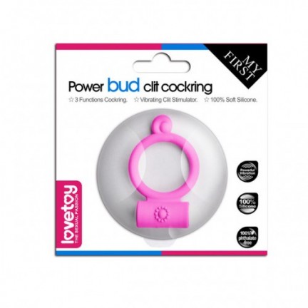 Виброкольцо розовое Power Bud Сlit Сockring