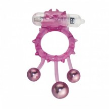 Виброкольцо с 3 утяжеляющими шариками фиолетовое Ball Banger Cock Ring
