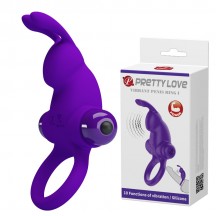 Эрекционное виброкольцо Pretty Love Vibrant Penis Ring I с клиторальным стимулятором фиолетовое