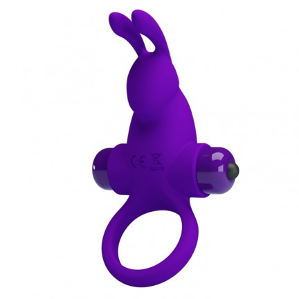 Эрекционное виброкольцо Pretty Love Vibrant Penis Ring I с клиторальным стимулятором фиолетовое