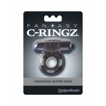 Эрекционное кольцо с вибрацией Fantasy C-Ringz Vibrating Super Ring черного цвета