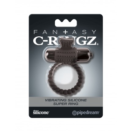 Эрекционное кольцо с вибрацией Fantasy C-Ringz Vibrating Silicone Super Ring черного цвета