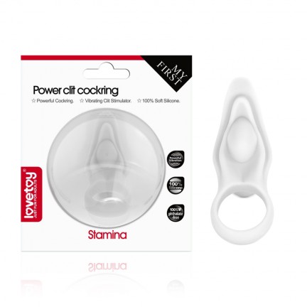 Виброкольцо Power Clit Silicone Cockring белое