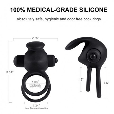 Двойное виброкольцо Double Cock Ring черное Двойное виброкольцо Double Cock Ring черное