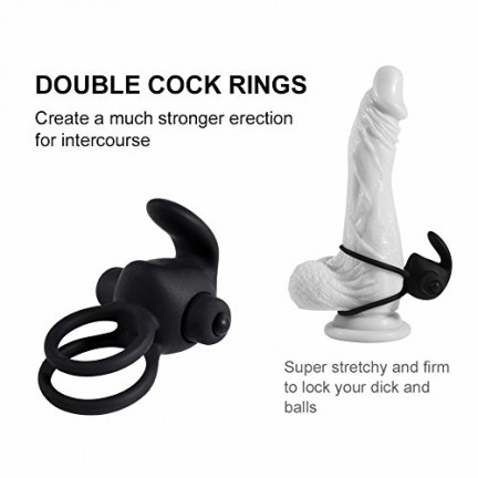 Двойное виброкольцо Double Cock Ring черное