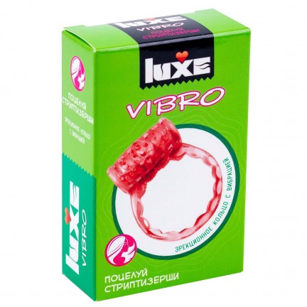 Виброкольцо с презервативом Luxe Vibro Поцелуй Стриптизерши