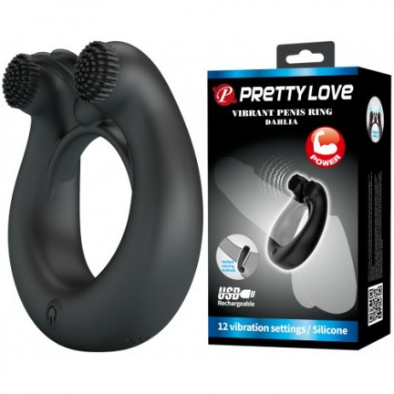 Перезаряжаемое эрекционное вибро-кольцо Vibrant Penis Ring Dahlia