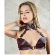Click to see more details on Кожаная сбруя из ошейника с лифом бордо Кожаная сбруя из ошейника с лифом бордо
