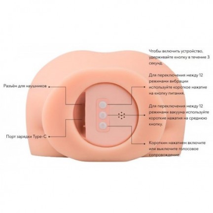 Реалистичный вибро-мастурбатор с функцией всасывания и звуковым сопровождением Satisfaction Cutie Lush