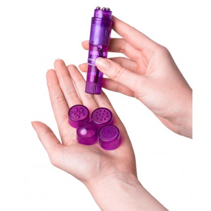 Фиолетовый мини-стимулятор Erotist Adult Toys с насадкам