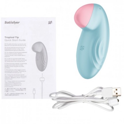 Перезаряжаемый смарт-стимулятор с вибрацией Satisfyer Tropical Tip Blue