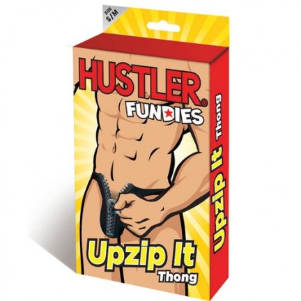 Танга черные Hustler Fundies с молнией ML