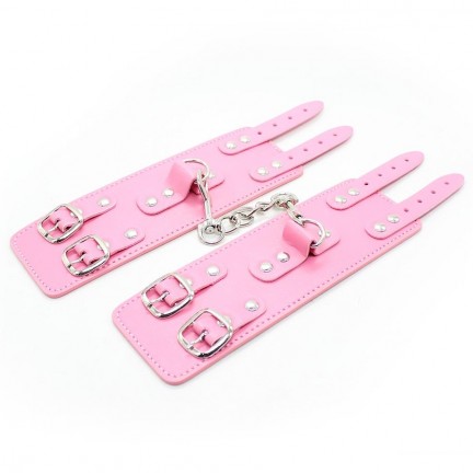 Широкие наручники с карабином - pink