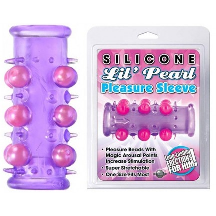 Открытая насадка на пенис Silicone Lil Pearl Pleasure Sleeve Purple