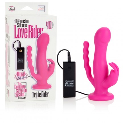 Насадка к трусикам 10-Function Love Rider Triple Riders Pink