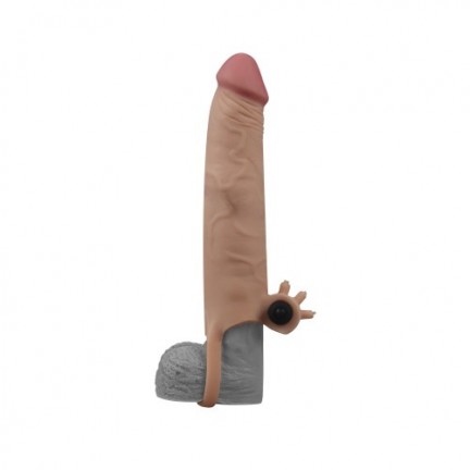 Насадка с вибрацией удлиняющая Super-Realistic Penis Extension Sleeve плюс 7,5 см мулат