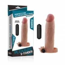 Удлиняющая насадка с вибрацией Super-Realistic Penis плюс 7,5 см к длине