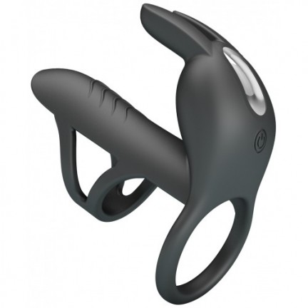 Вибронасадка на пенис с двойным эрекционным кольцом Pretty Love Vibrating Penis Sleeve Matty