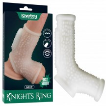 Рельефная вибронасадка на пенис и мошонку Vibrating Drip Knights Ring with Scrotum Sleeve