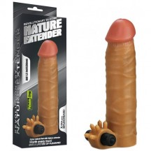 Насадка на пенис с вибрацией Revolutionary Silicone Nature Extender мулат + 4 см к длине