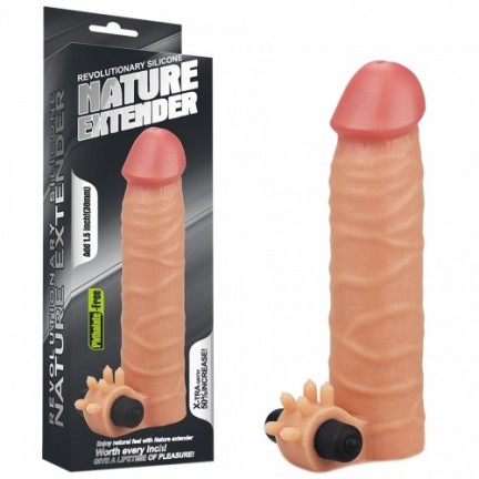 Насадка на пенис с вибрацией Revolutionary Silicone Nature Extender + 4 см к длине