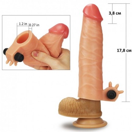 Насадка на пенис с вибрацией Revolutionary Silicone Nature Extender + 4 см к длине