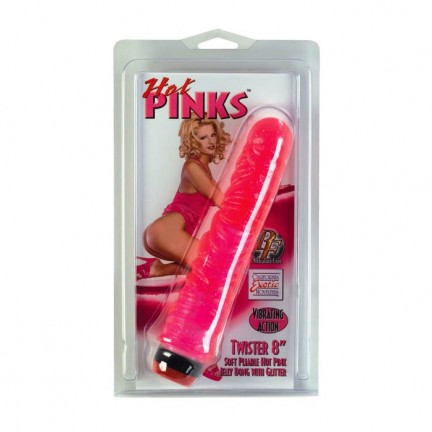 Розовый вибратор с блестками Hot Pinks Twister 8in