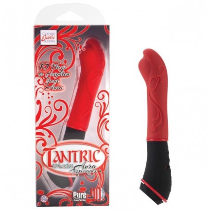 Красный вибромассажер из силикона Tantric Aura Massager