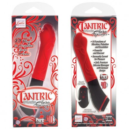 Красный вибромассажер из силикона Tantric Aura Massager