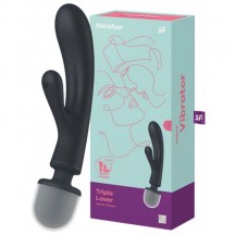 Двусторонний вибратор с клиторальным стимулятором Wand + Rabbit Satisfyer Triple Lover