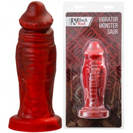 Искушающий фантазийный вибратор из жидкого силикона Black and Red by Toyfa Monster Saur 20 см
