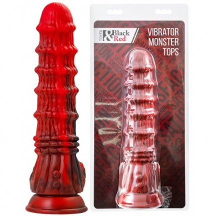 Искушающий фантазийный вибратор из жидкого силикона Black and Red by Toyfa Monster Tops 27 см