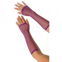 Длинные фиолетовые перчатки в сетку