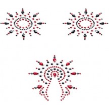Пэстисы Breast and Pubic Jewelry черные и красные Crystal Sticker
