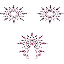 Пэстисы Breast and Pubic Jewelry черные и розовые Crystal Sticker