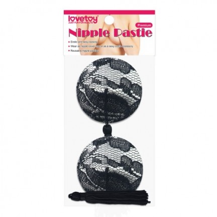 Пэстисы для груди Reusable Black Lace Round Tassel Nipple Pasties