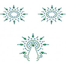 Пэстисы Breast and Pubic Jewelry зеленые и голубые Crystal Sticker