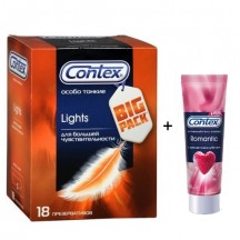 Презервативы Contex №18 Lights особо тонкие + гель Romantic 30 мл