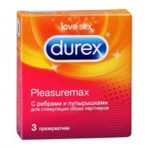 Презервативы Durex №3 Pleasuremax с ребрами и пупырышками с обеих сторон