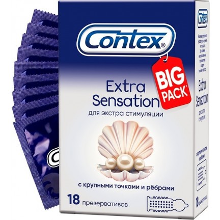 Презервативы Contex №18 Extra Sensation с крупными точками и ребрами